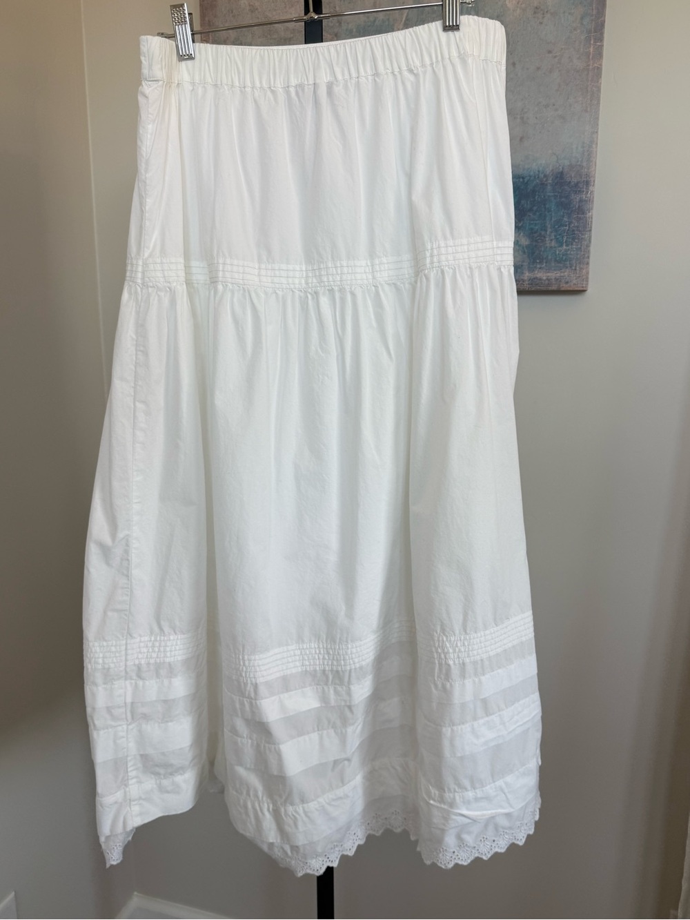 NEW Quince 100% Organic Cotton Poplin Pintuck Maxi Skirt Medium Classic White - Picture 5 of 7